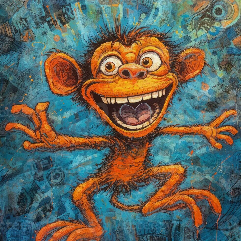 loco mono mono furioso enojado retrato expresivo ilustración obra de arte petróleo pintado bosquejo tatuaje foto