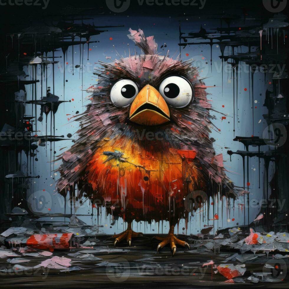 angry bird furious mad portrait expressive illustration artwork oil painted portrait sketch tattoo photo