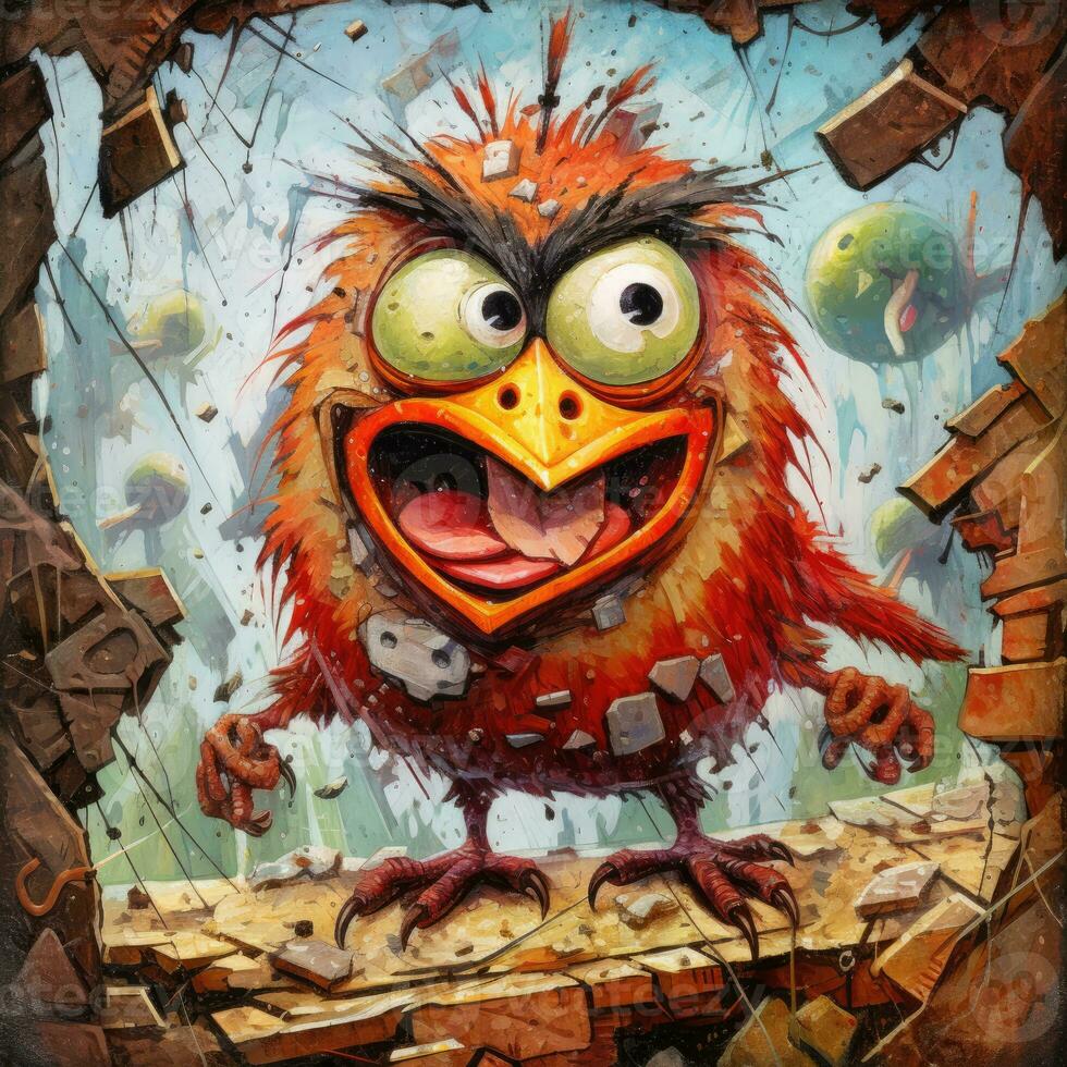 angry bird furious mad portrait expressive illustration artwork oil painted portrait sketch tattoo photo