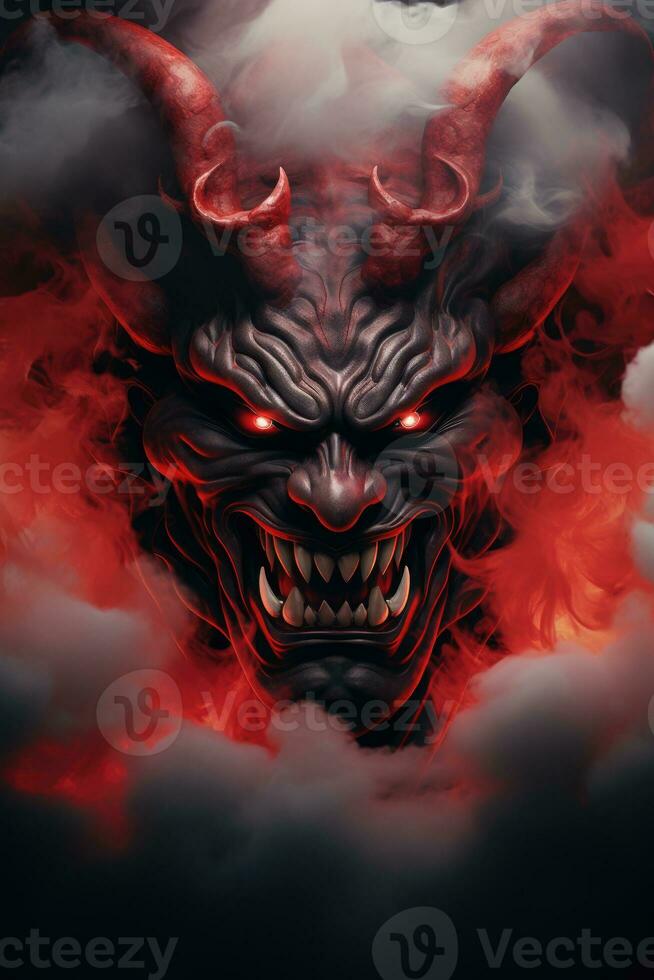 hannya mask japanese theatre fog cloud tattoo photo scary scream demonic evil monster smoke