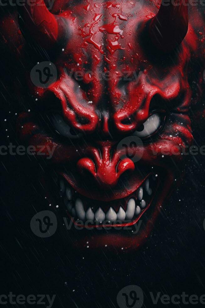 hannya máscara japonés teatro niebla nube tatuaje foto de miedo gritar demoníaco mal monstruo fumar