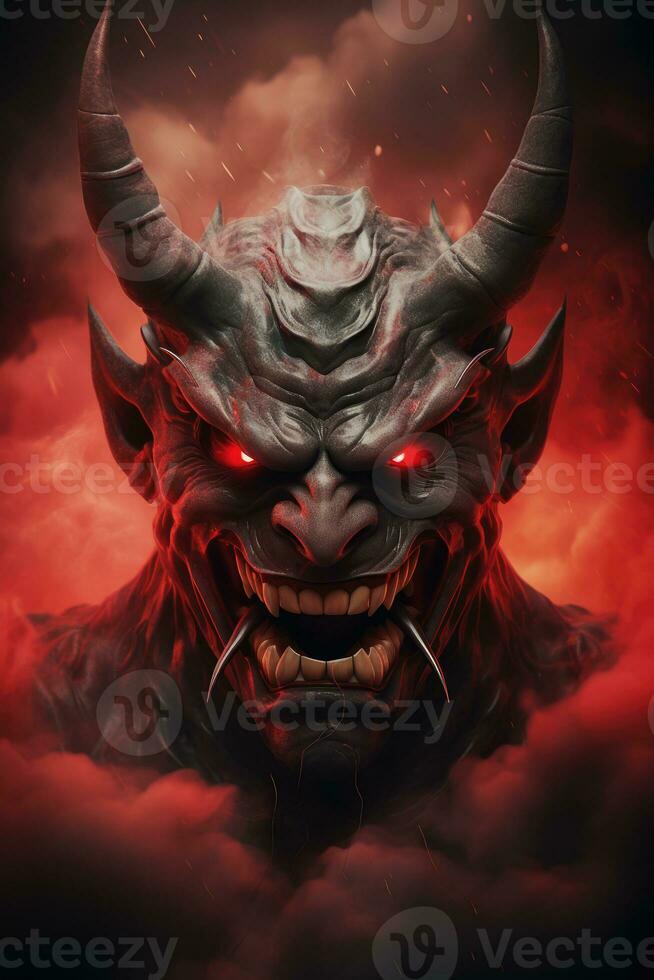 hannya mask japanese theatre fog cloud tattoo photo scary scream demonic evil monster smoke