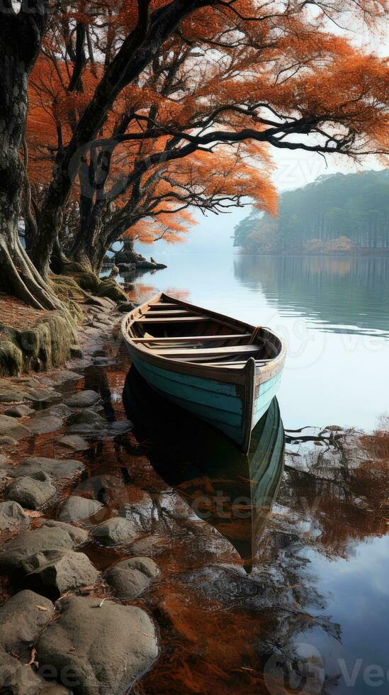 boat lake autumn tranquility grace landscape zen harmony rest calmness unity harmony photography photo