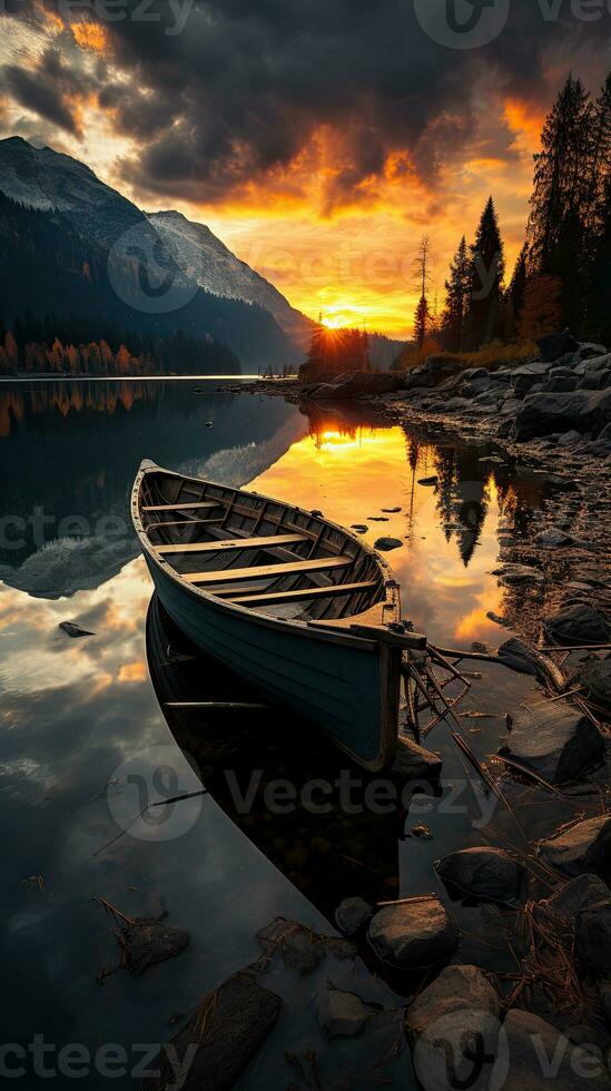 boat lake autumn tranquility grace landscape zen harmony rest calmness unity harmony photography photo