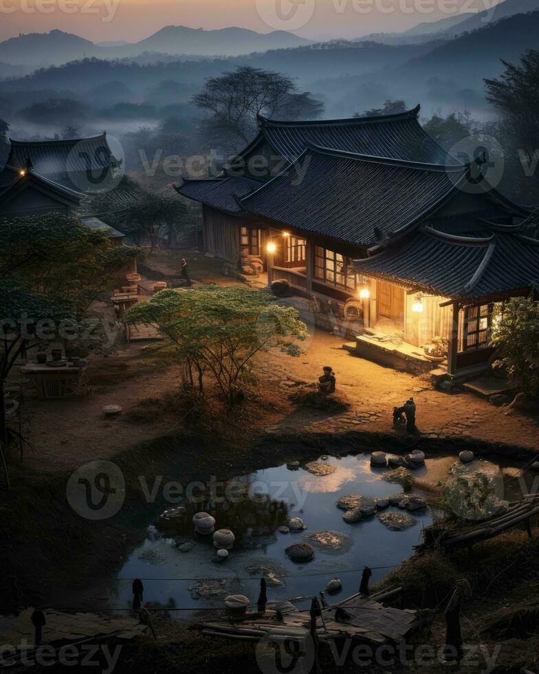 night village lights tranquility grace landscape zen harmony calmness unity harmony photography photo