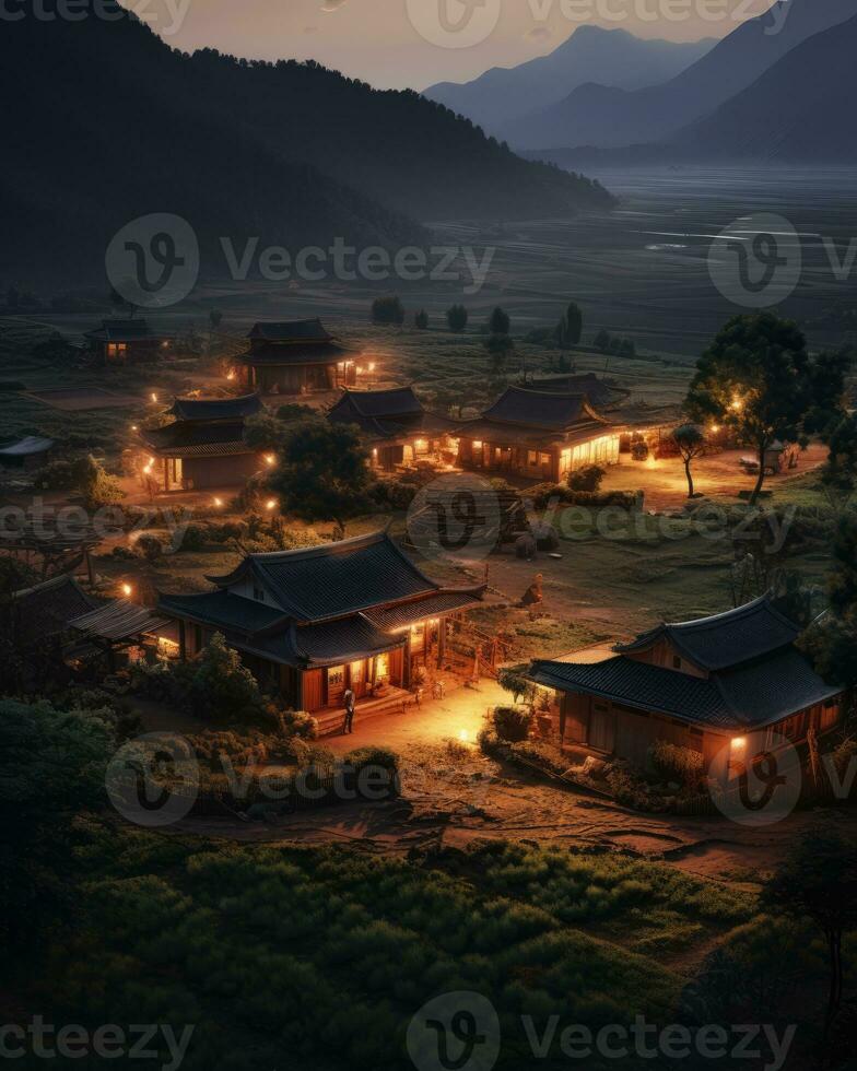 night village lights tranquility grace landscape zen harmony calmness unity harmony photography photo