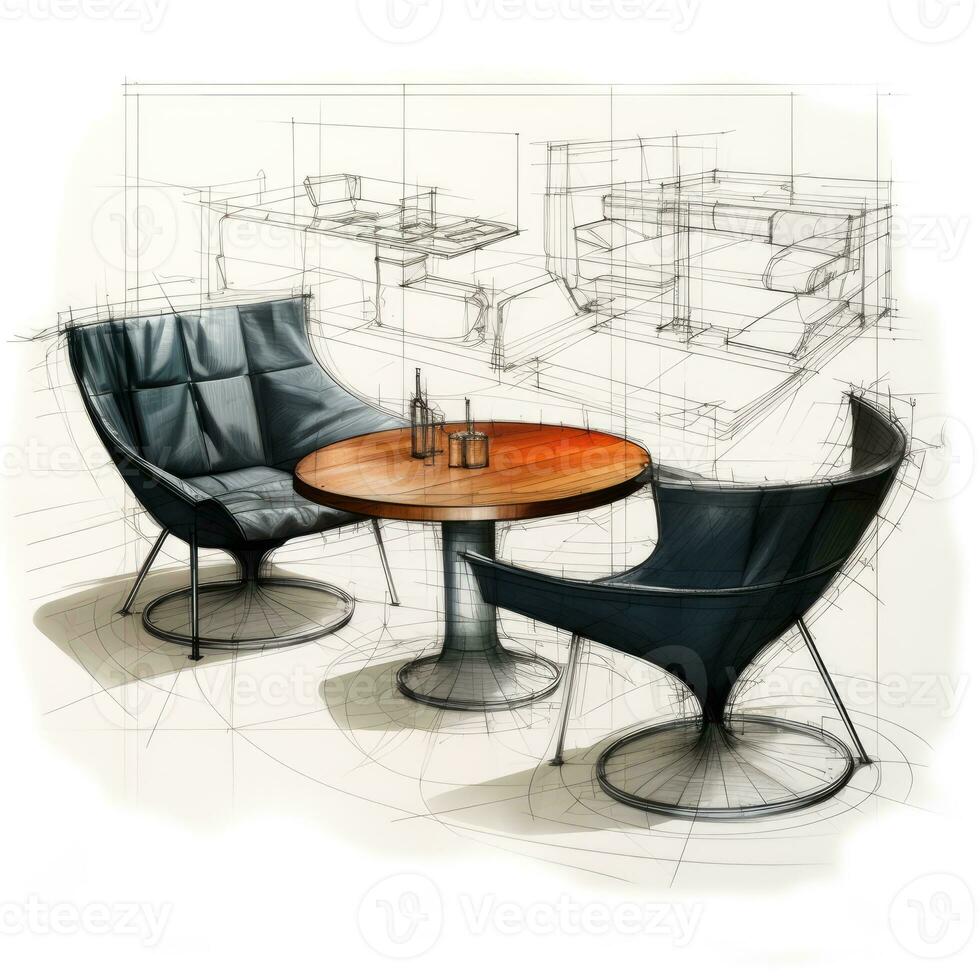 Carlton casa mesa retro futurista mueble bosquejo ilustración mano dibujo referencia diseñador foto