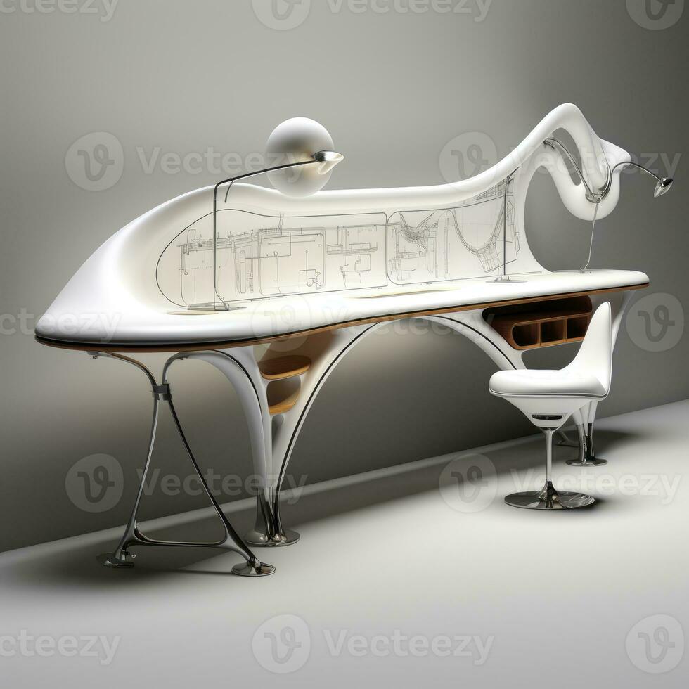 Armchair retro futuristic furniture sketch illustration hand drawing reference designer idea photo