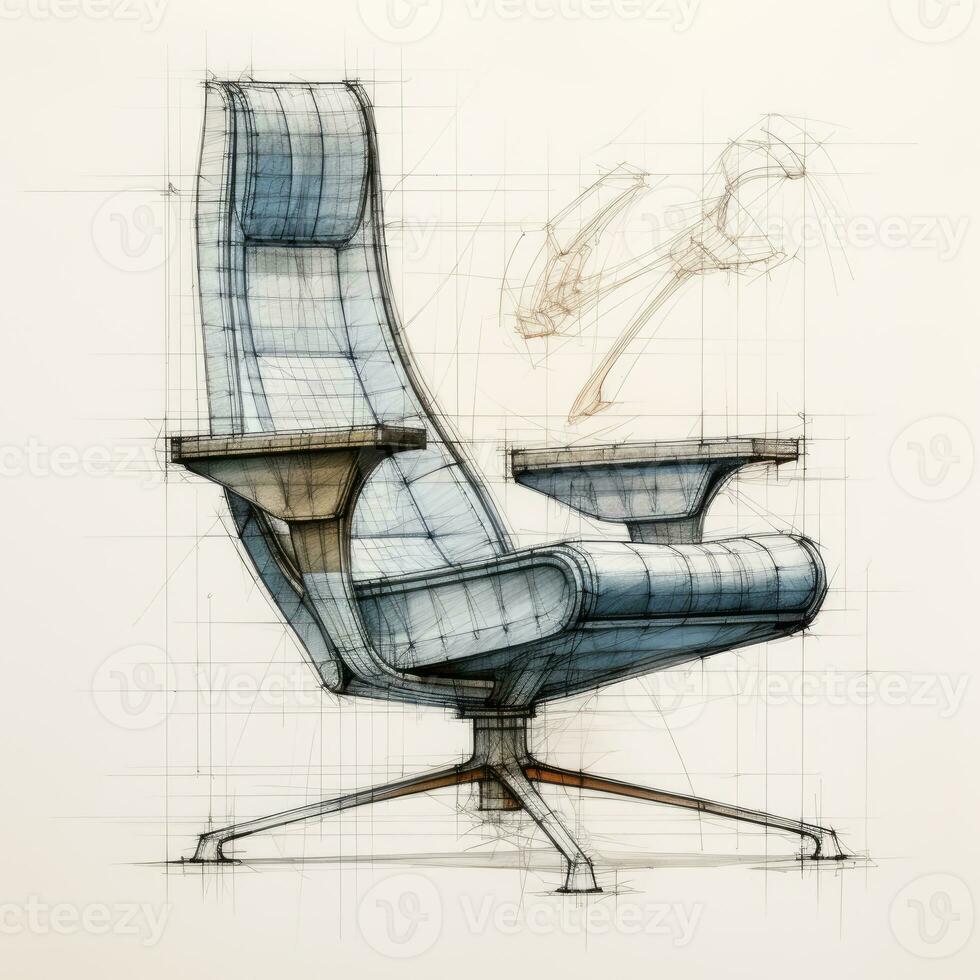 Sillón retro futurista mueble bosquejo ilustración mano dibujo referencia diseñador idea foto