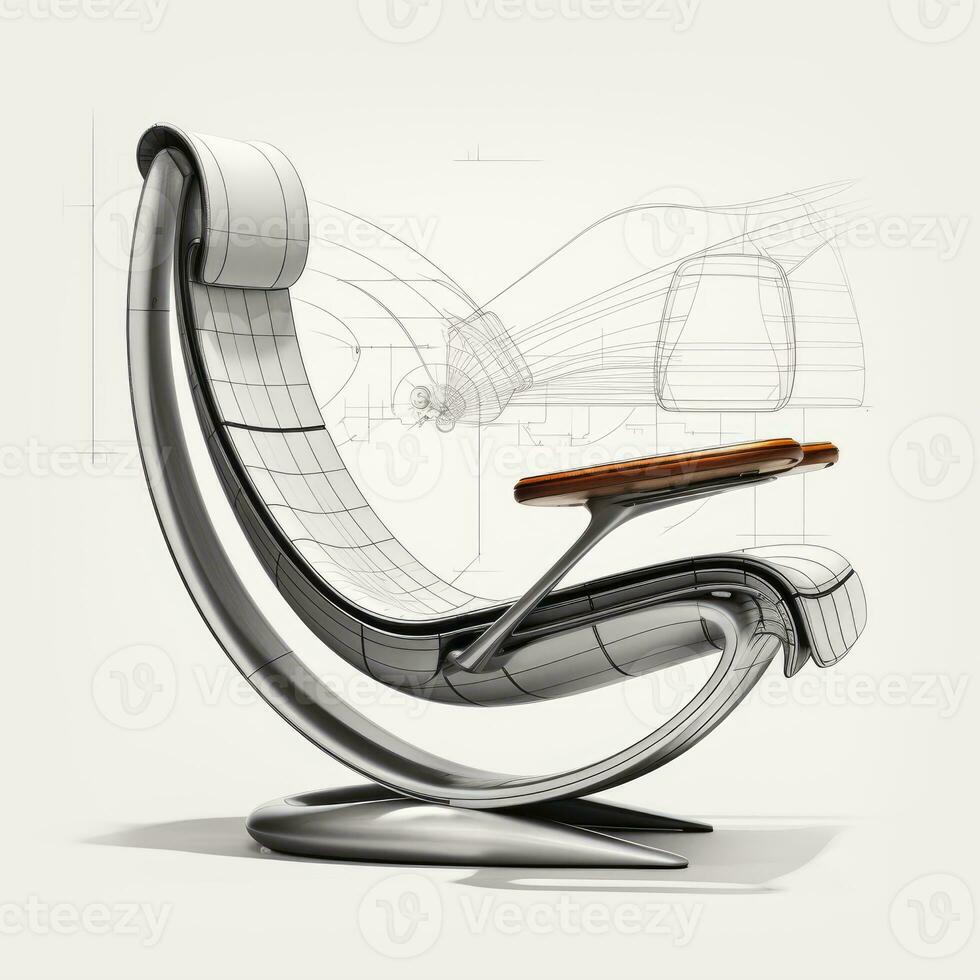 Armchair retro futuristic furniture sketch illustration hand drawing reference designer idea photo