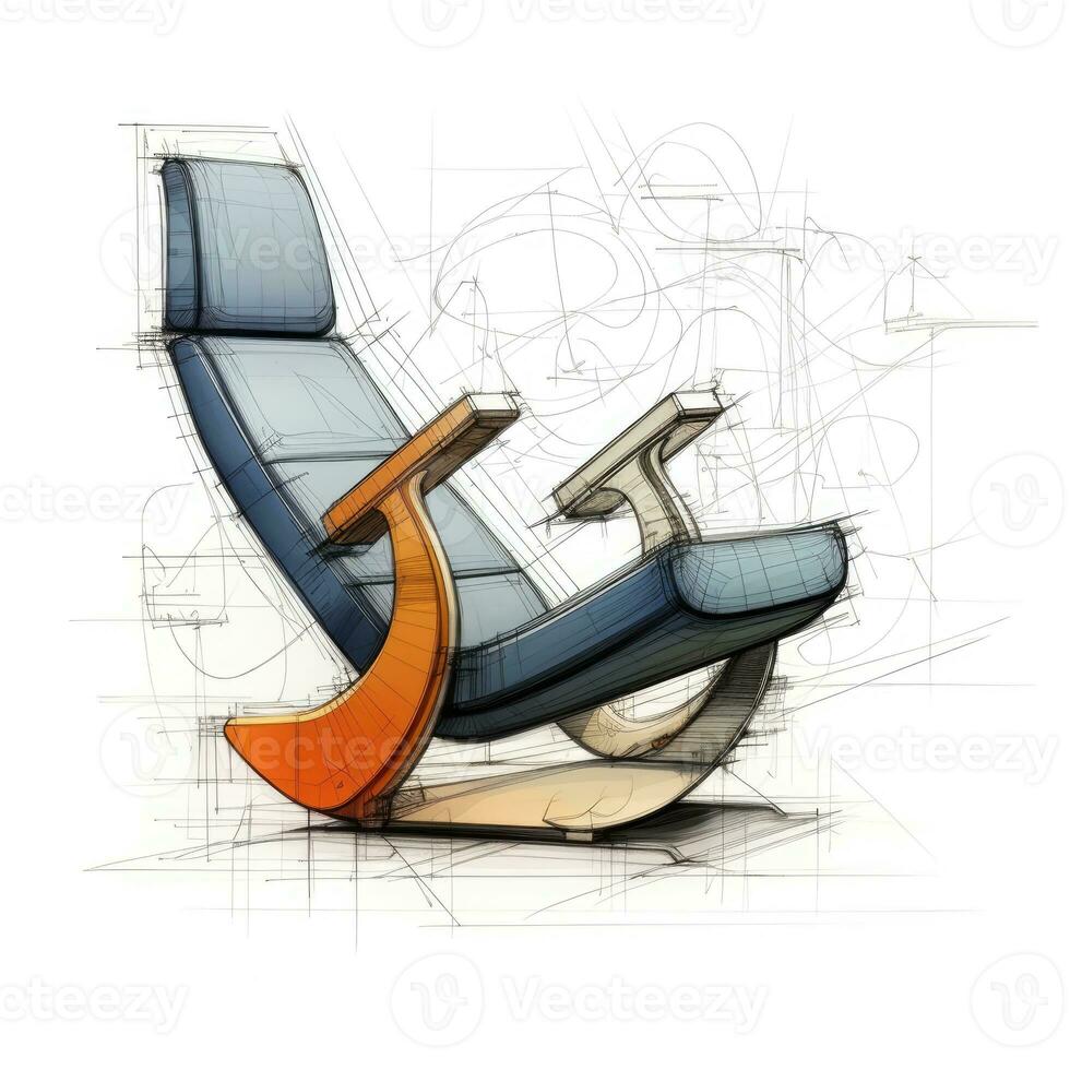 Sillón retro futurista mueble bosquejo ilustración mano dibujo referencia diseñador idea foto