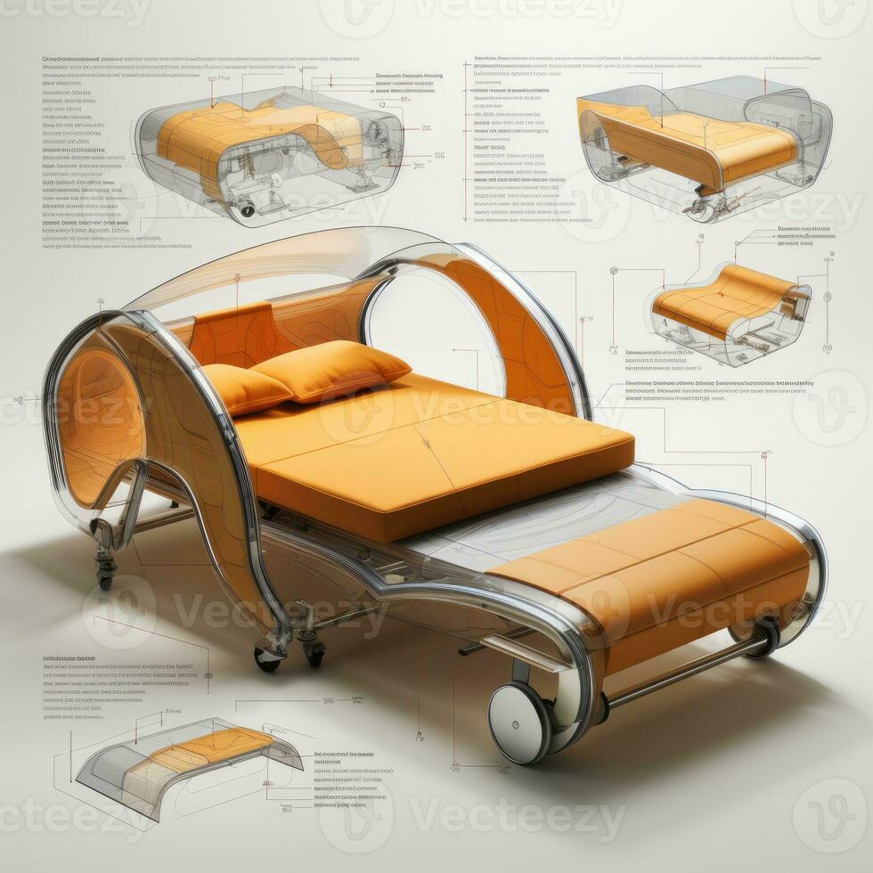 Armchair retro futuristic furniture sketch illustration hand drawing reference designer idea photo