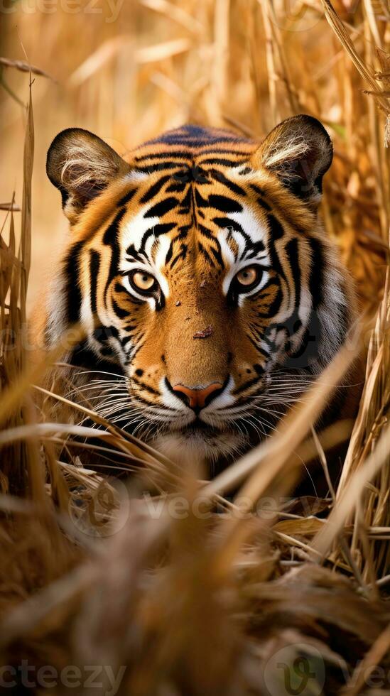 tiger hidden predator photography grass national geographic style 35mm documentary wallpaper photo