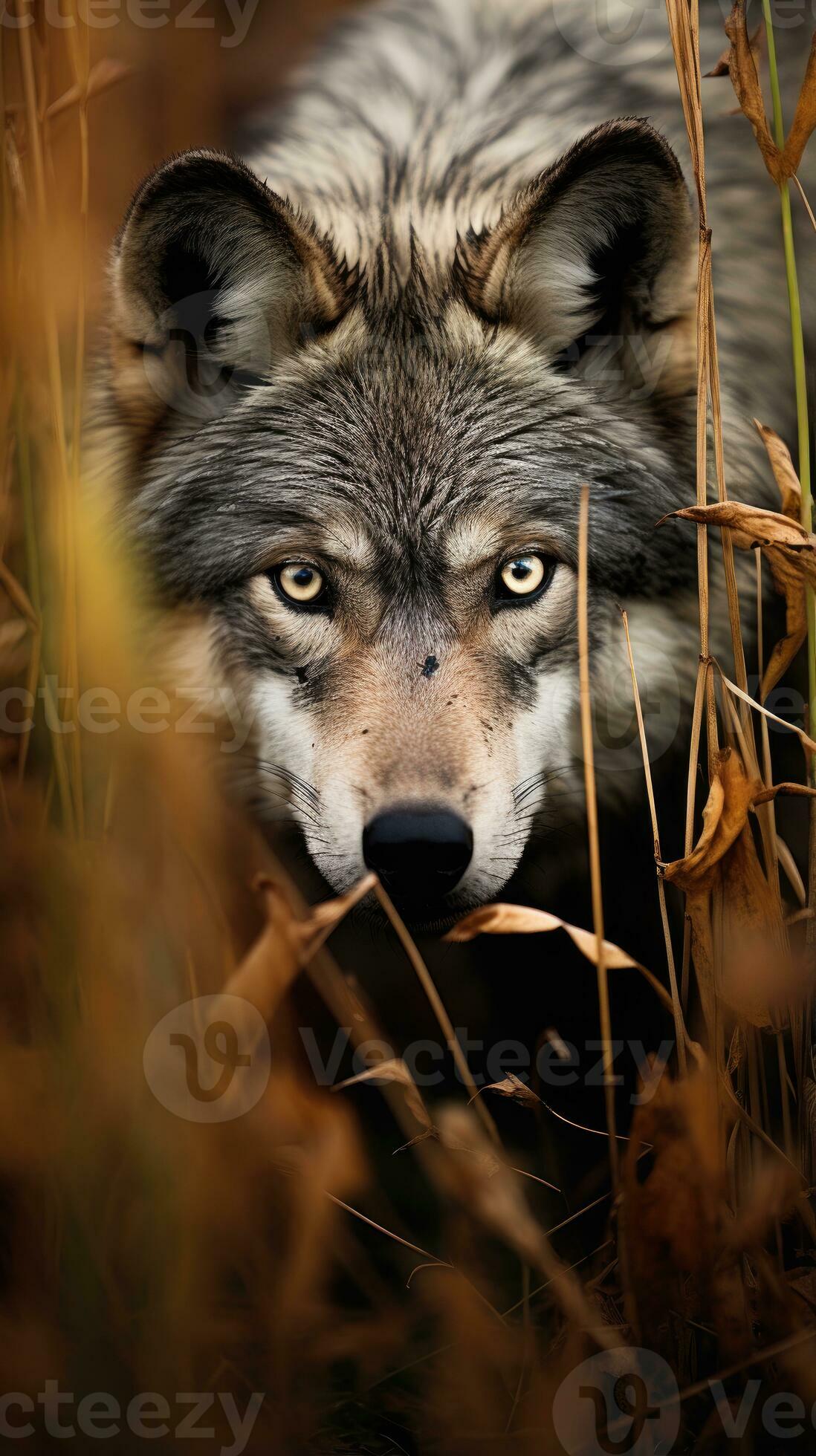 wolf hidden predator photography grass national geographic style 35mm