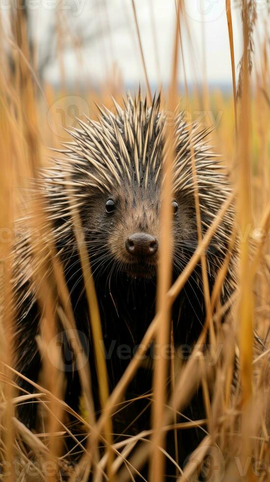 porcupine hidden predator photography grass national geographic style 35mm documentary wallpaper photo