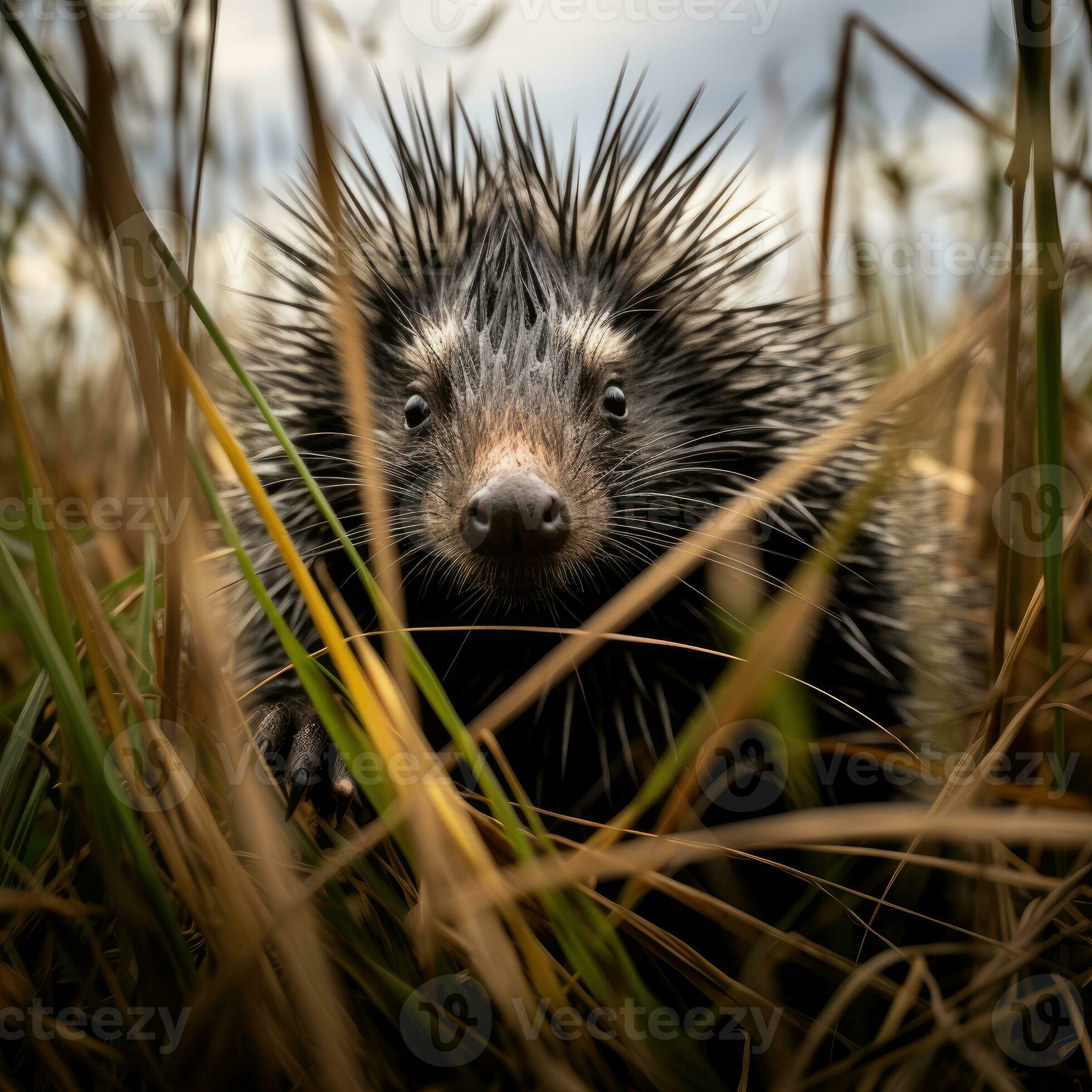 porcupine hidden predator photography grass national geographic style 35mm documentary wallpaper