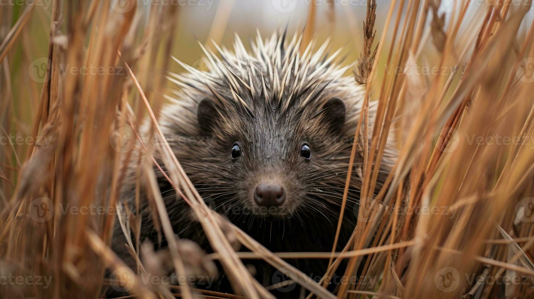 porcupine hidden predator photography grass national geographic style 35mm documentary wallpaper