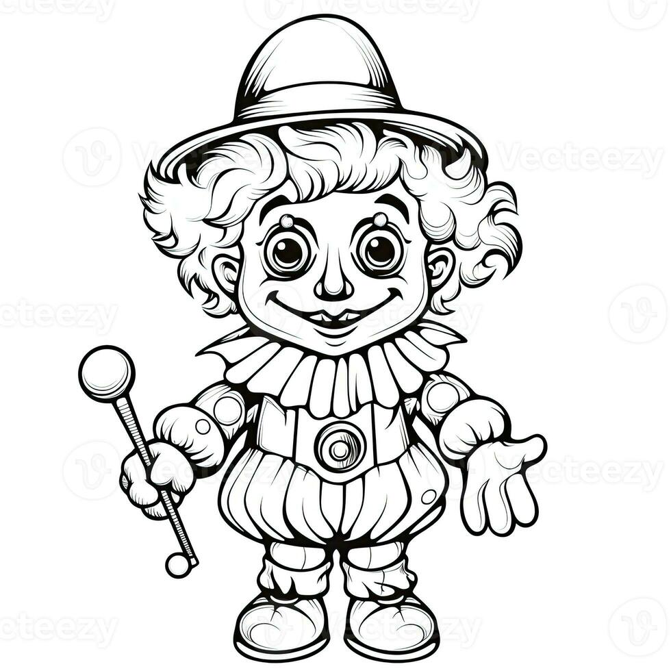 clown simple children coloring page Halloween cute white background book isolated bold scary photo
