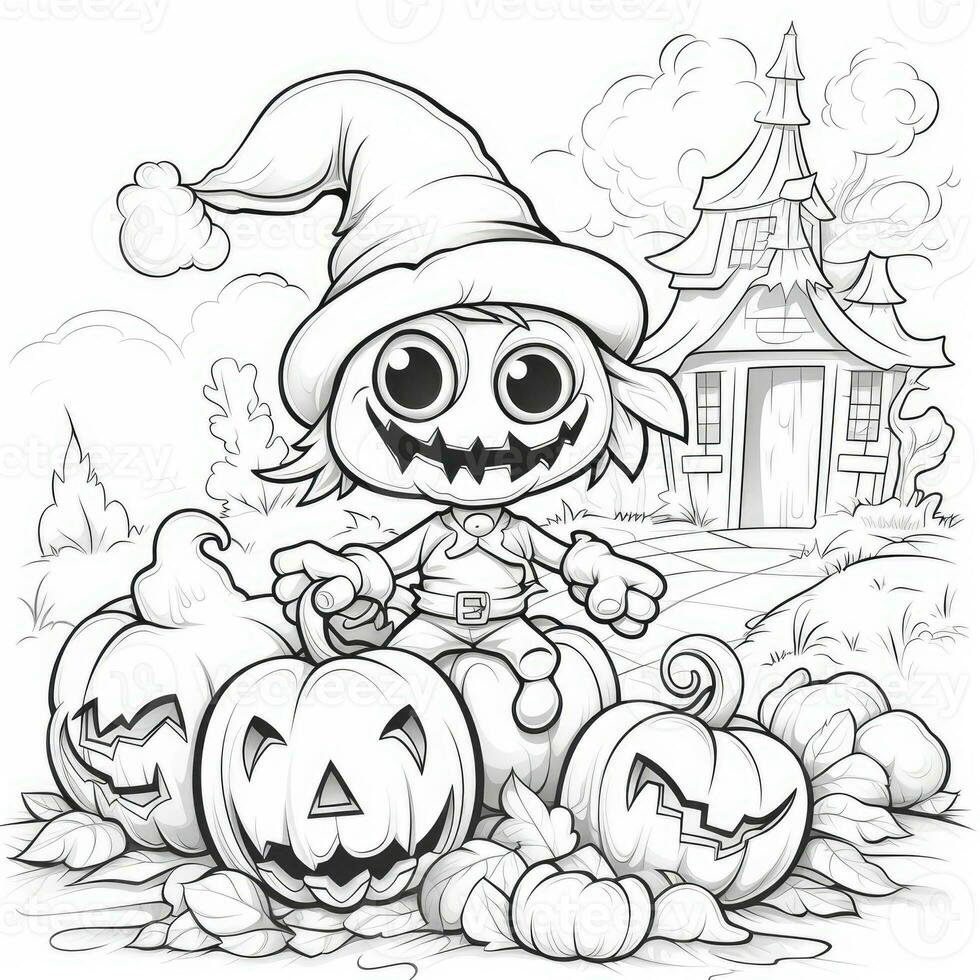 ghost spirit simple children coloring page Halloween cute white background book isolated bold photo