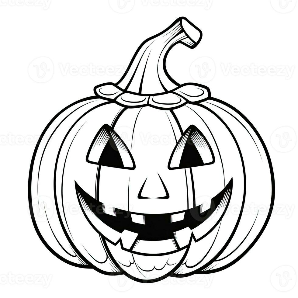 pumpkin jack lantern simple children coloring page Halloween cute white background book isolated photo