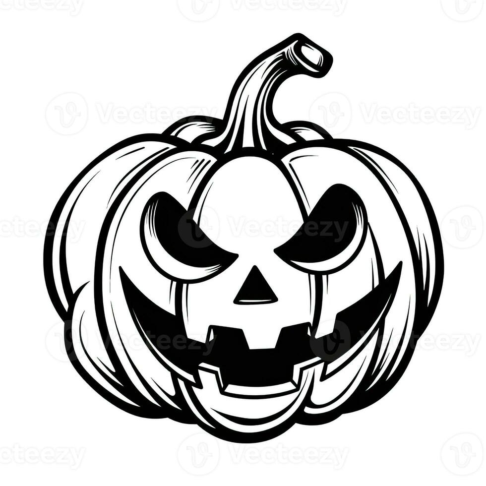 pumpkin jack lantern simple children coloring page Halloween cute white background book isolated photo