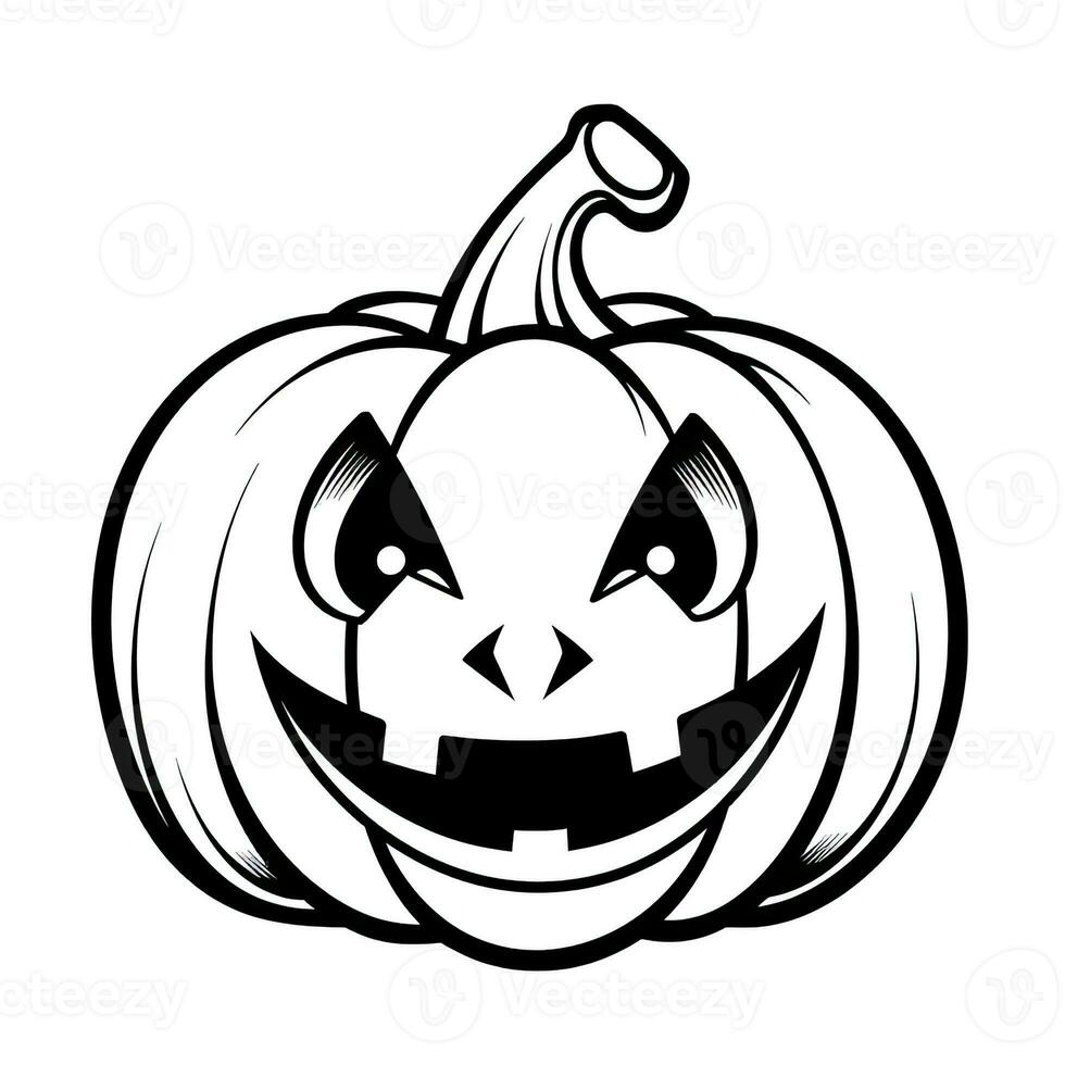 pumpkin jack lantern simple children coloring page Halloween cute white background book isolated photo