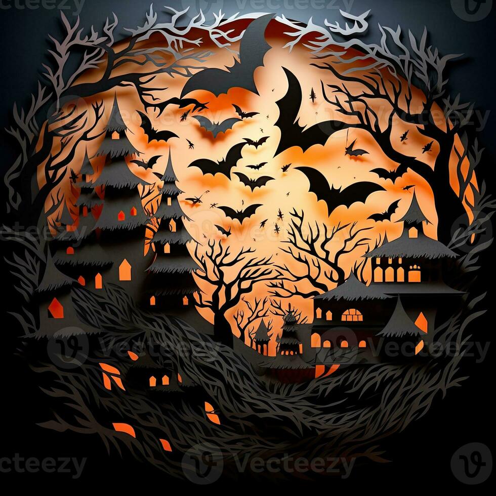 layered paper halloween clipart illustration vector tshirt design sticker cut scrapbook orange photo