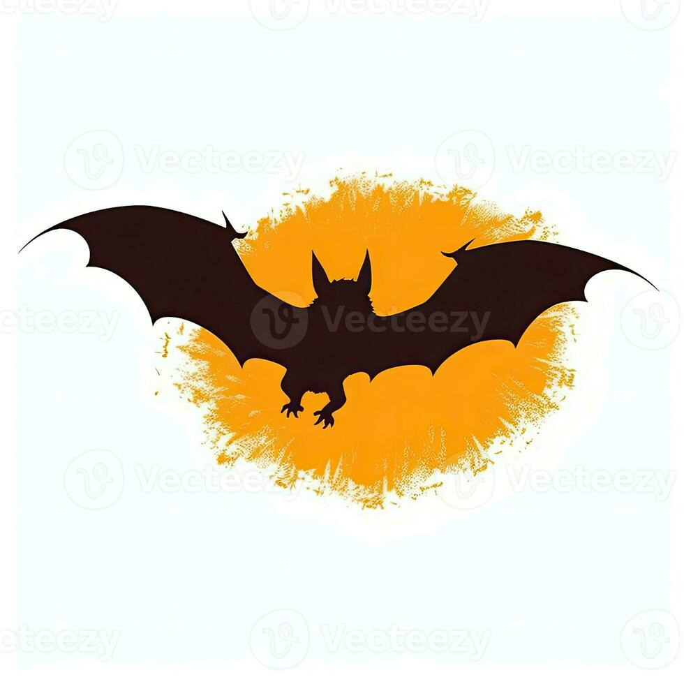 bat moon halloween clipart illustration vector tshirt design sticker cut scrapbook orange tattoo photo