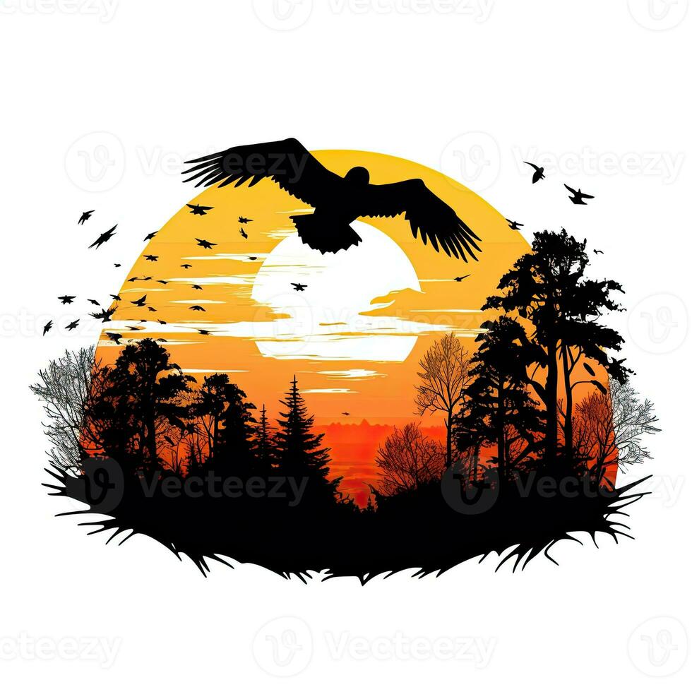 raven halloween clipart illustration vector tshirt design sticker cut scrapbook orange tattoo photo