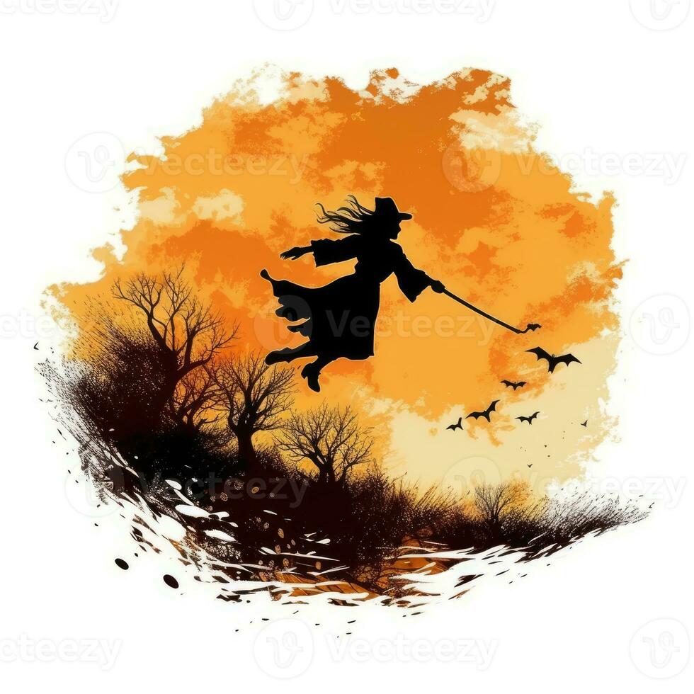 witch halloween clipart illustration vector tshirt design sticker cut scrapbook orange tattoo photo