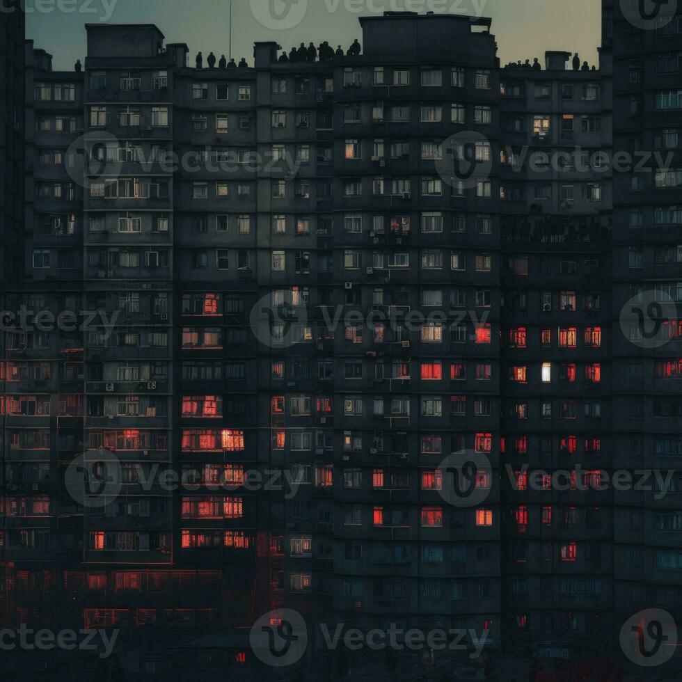 melancólico Soviético edificios Rusia depresivo comodidad fondo de pantalla teléfono inteligente foto fachada noche luces