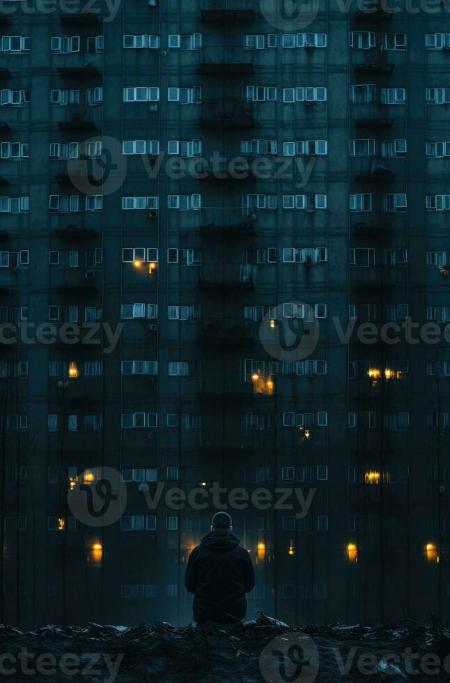 gloomy soviet buildings Russia depressive comfort wallpaper smartphone photo facade night lights