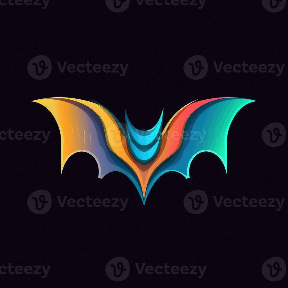 bat neon icon logo halloween cute scary bright illustration tattoo isolated vector photo