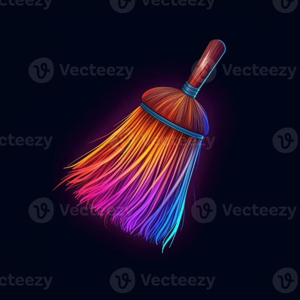 witch mop neon icon logo halloween cute scary bright illustration tattoo isolated vector photo