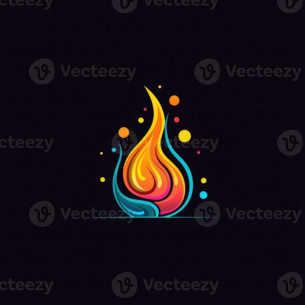 candle flame fire neon icon logo halloween cute scary bright illustration tattoo isolated vector photo