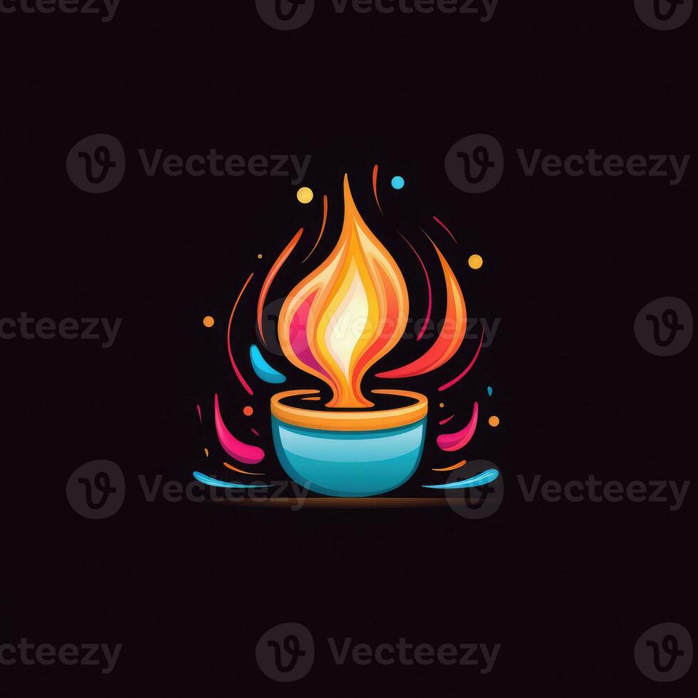 candle flame fire neon icon logo halloween cute scary bright illustration tattoo isolated vector photo