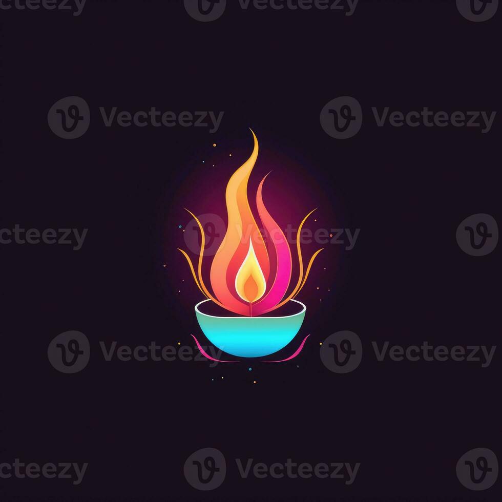 vela fuego fuego neón icono logo Víspera de Todos los Santos linda de miedo brillante ilustración tatuaje aislado vector foto