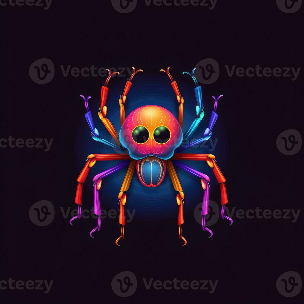 spider web neon icon logo halloween cute scary bright illustration tattoo isolated vector photo