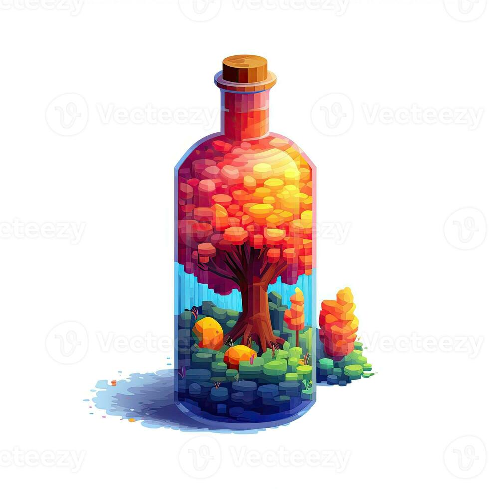 digital bottle retro vintage 8bit pixel clipart sticker logo illustration vector isolated art photo