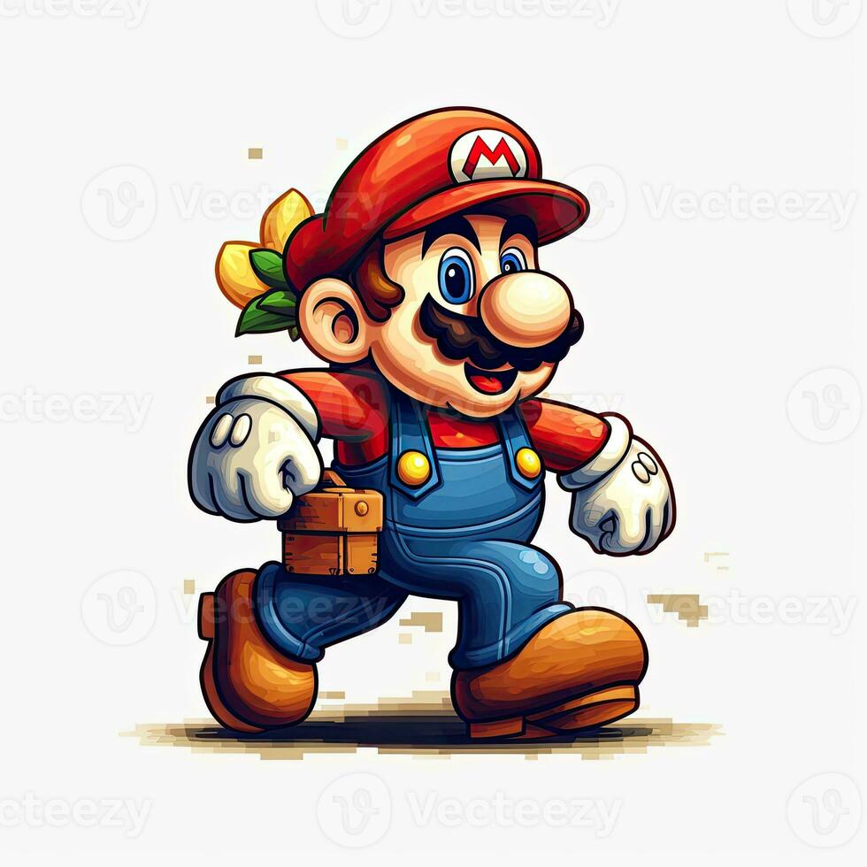 mario retro Clásico 8 bits píxel clipart pegatina logo ilustración vector aislado digital Arte foto