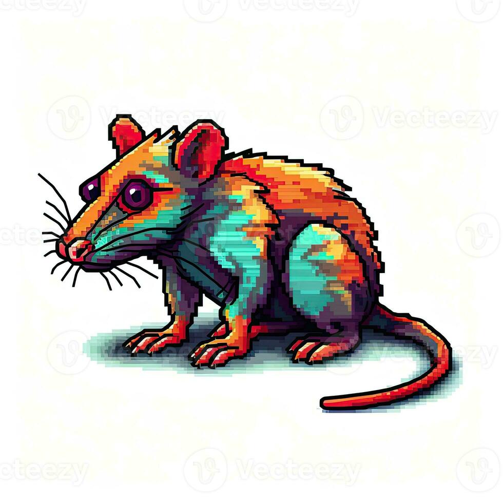 mouse rat retro vintage 8bit pixel clipart sticker logo illustration vector isolated digital art photo