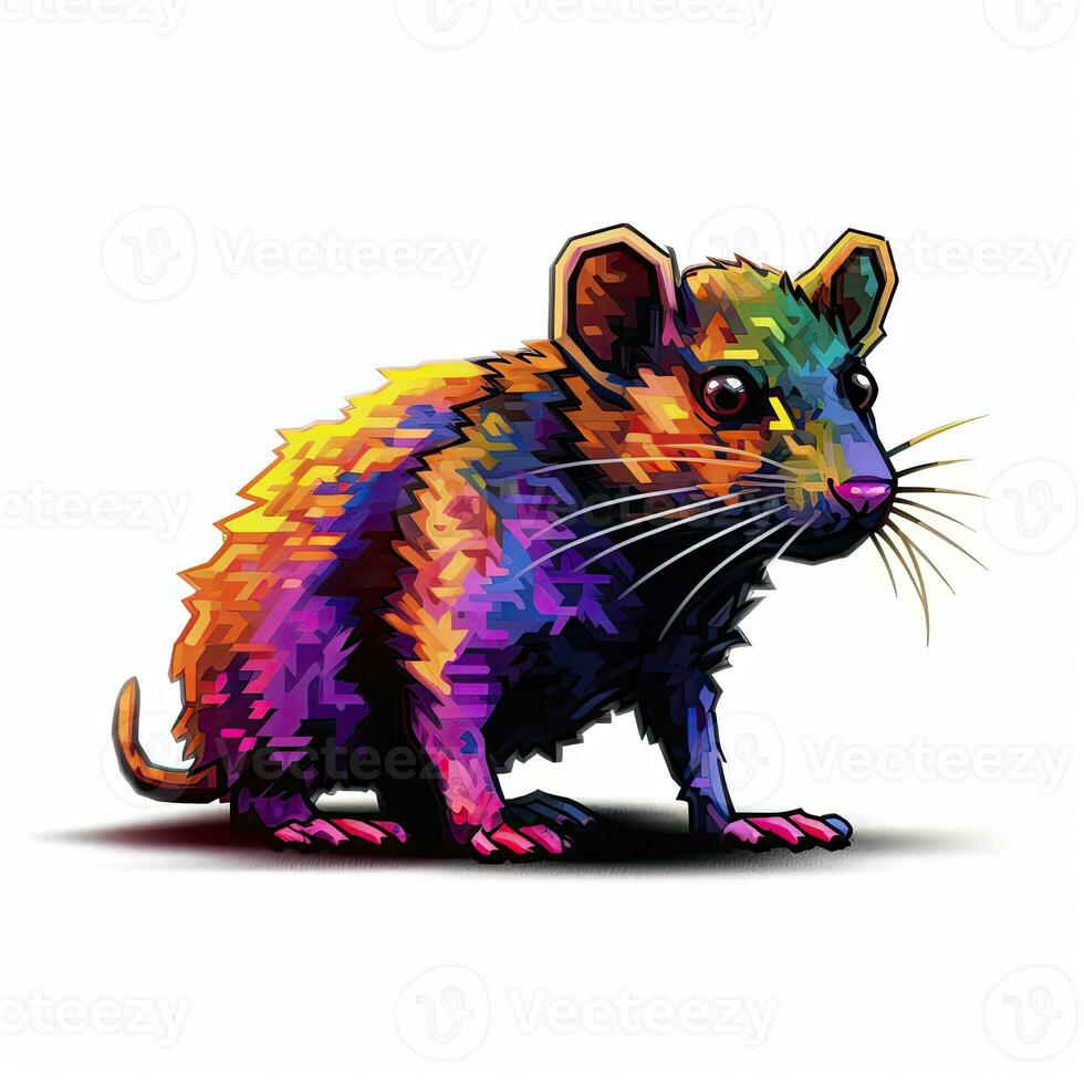 mouse rat retro vintage 8bit pixel clipart sticker logo illustration vector isolated digital art photo