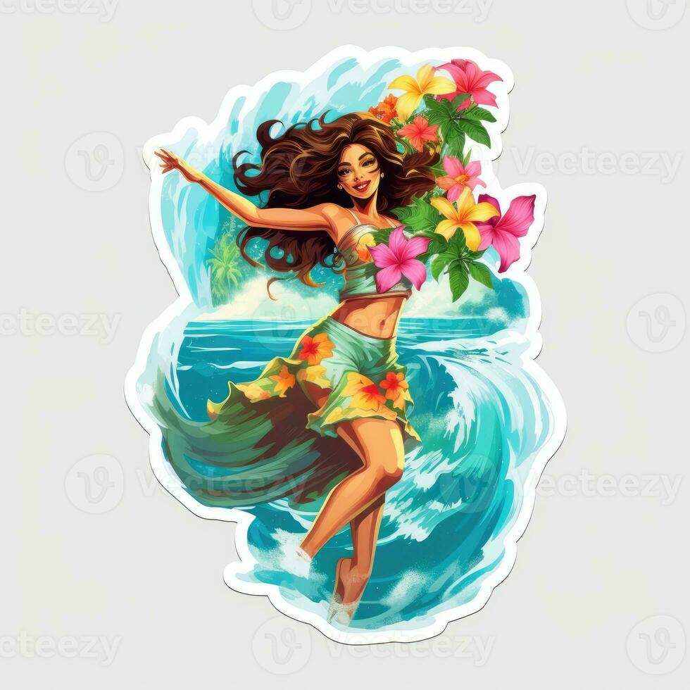 woman female colorful tropical splash tshirt design tattoo sticker clipart wave miami paraside photo