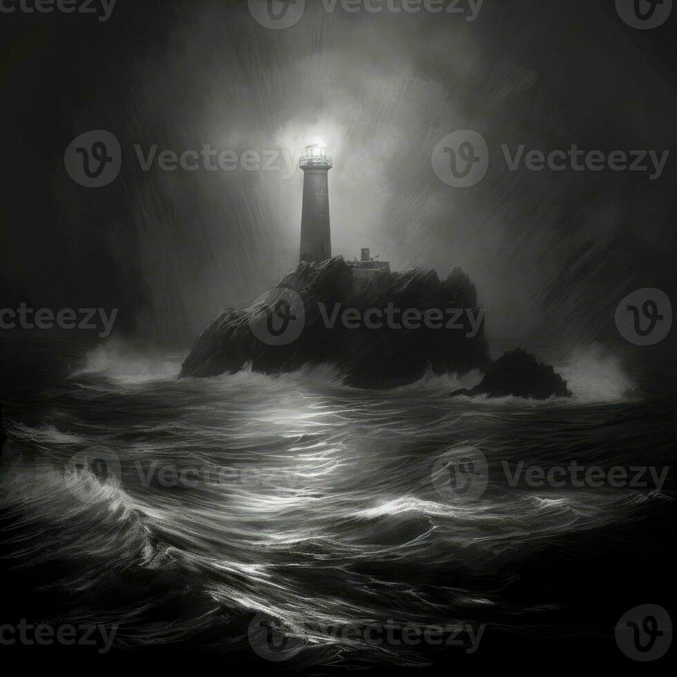 Embarcacion mar ola épico oscuro fantasía ilustración Arte de miedo detallado póster petróleo pintura apocalipsis foto