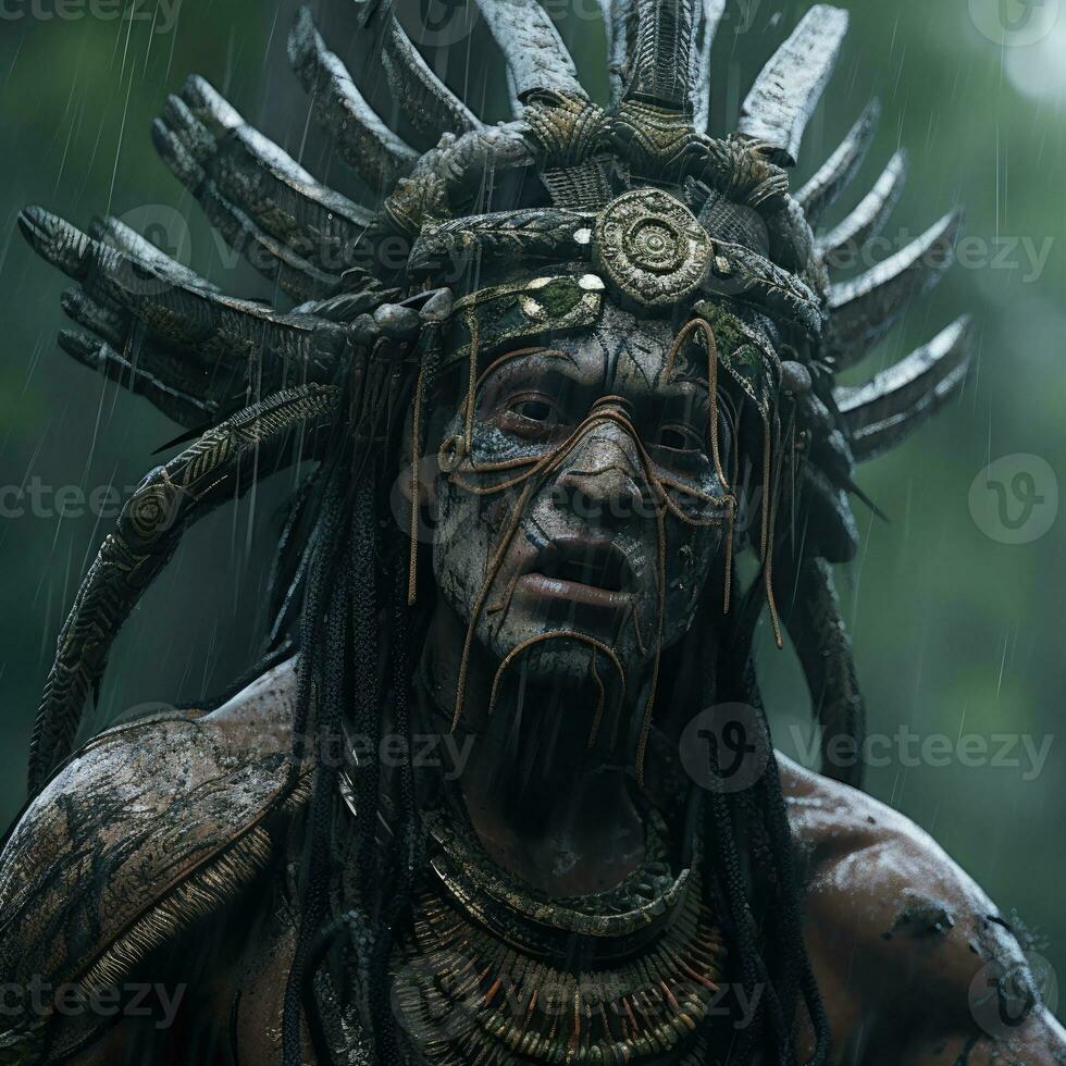 tribal adivinar sacerdote azteca foto antiguo maya incas Dios apocalipsis mexicano plumas segador