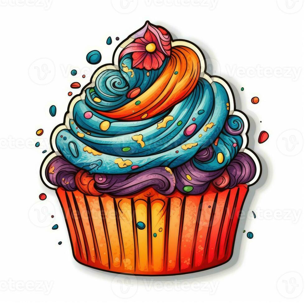 cupcake sticker doodle drawing clipart isolated illustration sweet tattoo design logo icon photo