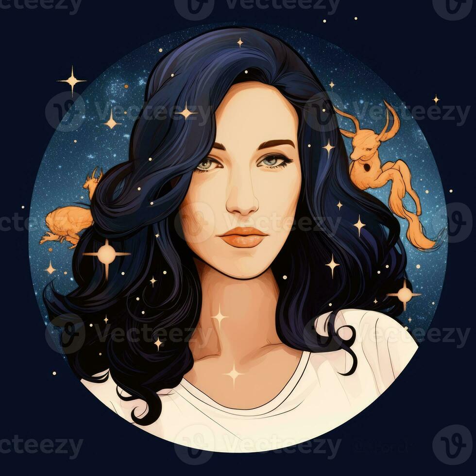 mysterious portrait of a girl mystical atmosphere illustration poster elegance woman female face photo