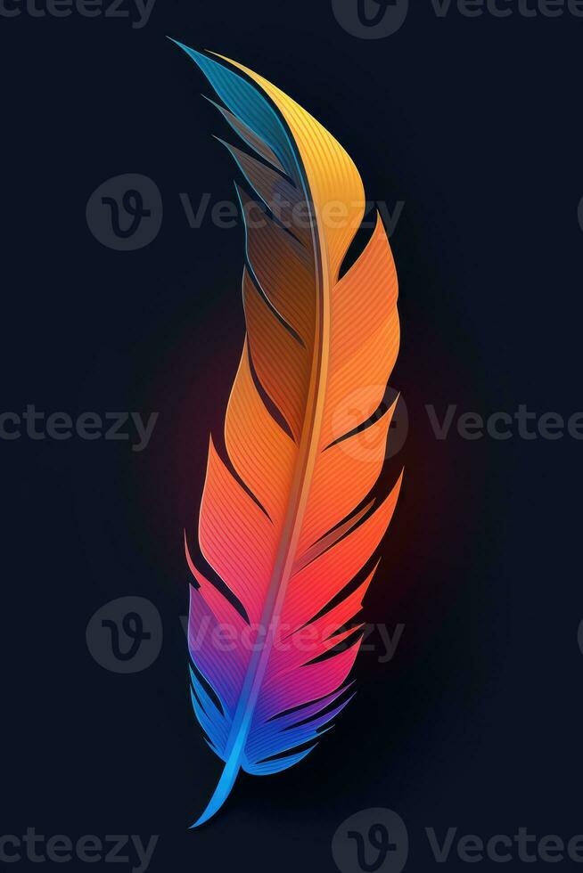 feather neon logo icon tattoo emblem clipart illustration element vector clear cut esp png photo