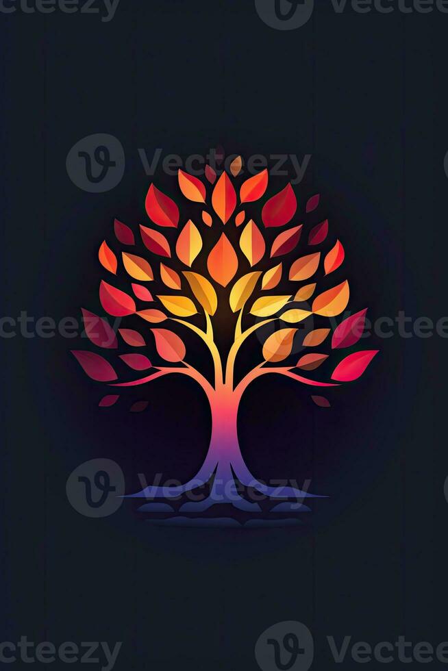 árbol neón logo icono tatuaje emblema clipart ilustración elemento vector claro cortar esp png foto