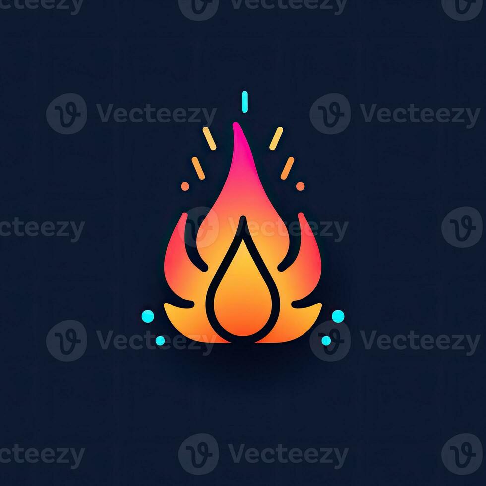 flame fire neon logo icon tattoo emblem clipart illustration element vector clear cut esp png photo